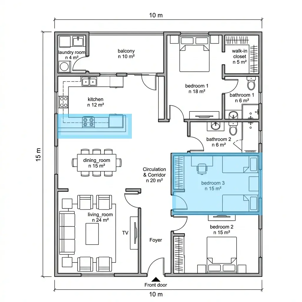 10x15m apartment