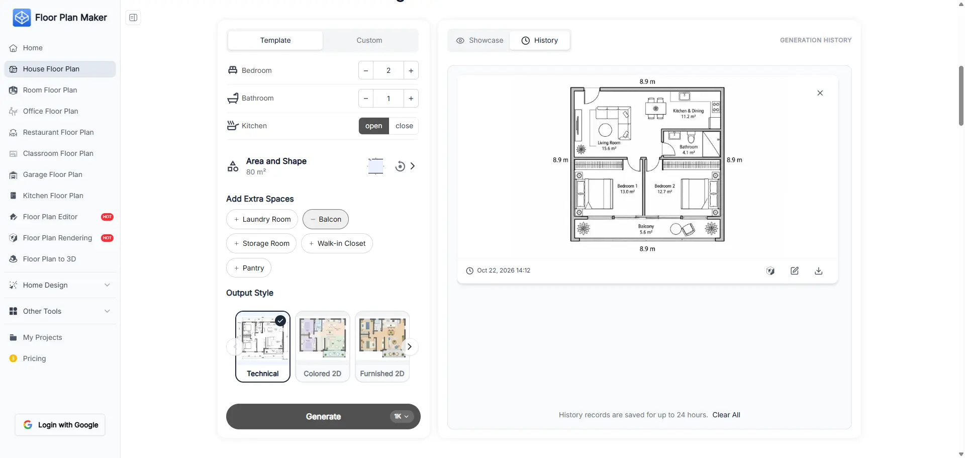 Floor Plan Maker generating page