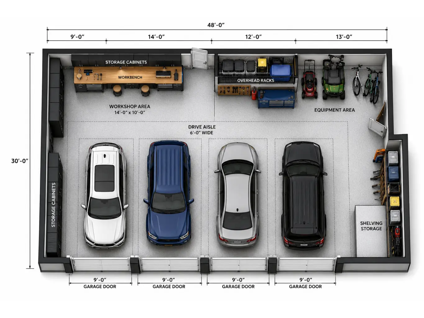 4 Car Garage 2.5 Floor Plan