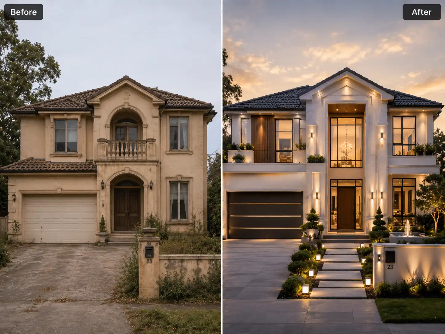 Luxury villa exterior AI design