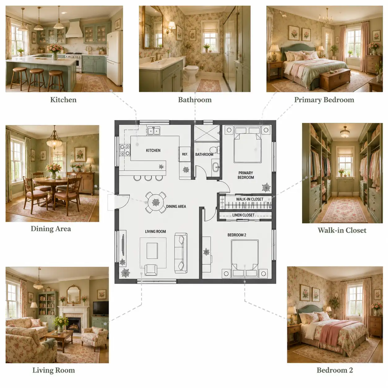 English Cottage style Photorealistic Interior Rendering
