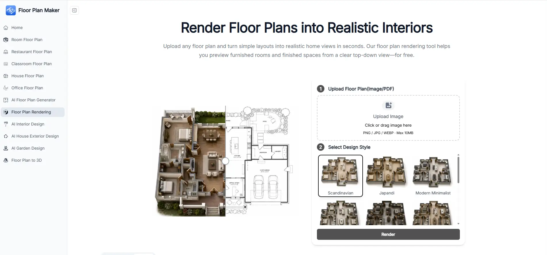 3D floor plan rendering playground