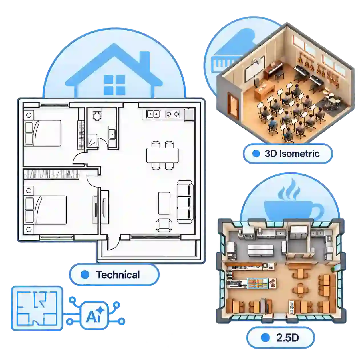 2D 2.5D 3D floor plan