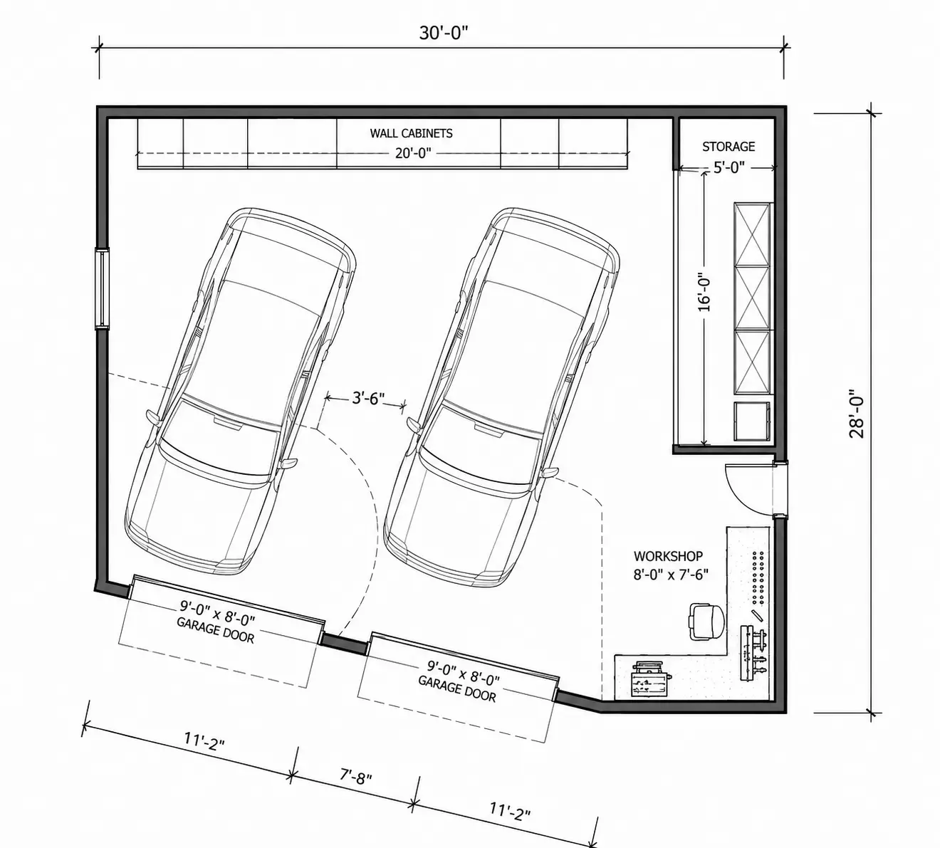 Angled Garage Floor Plan