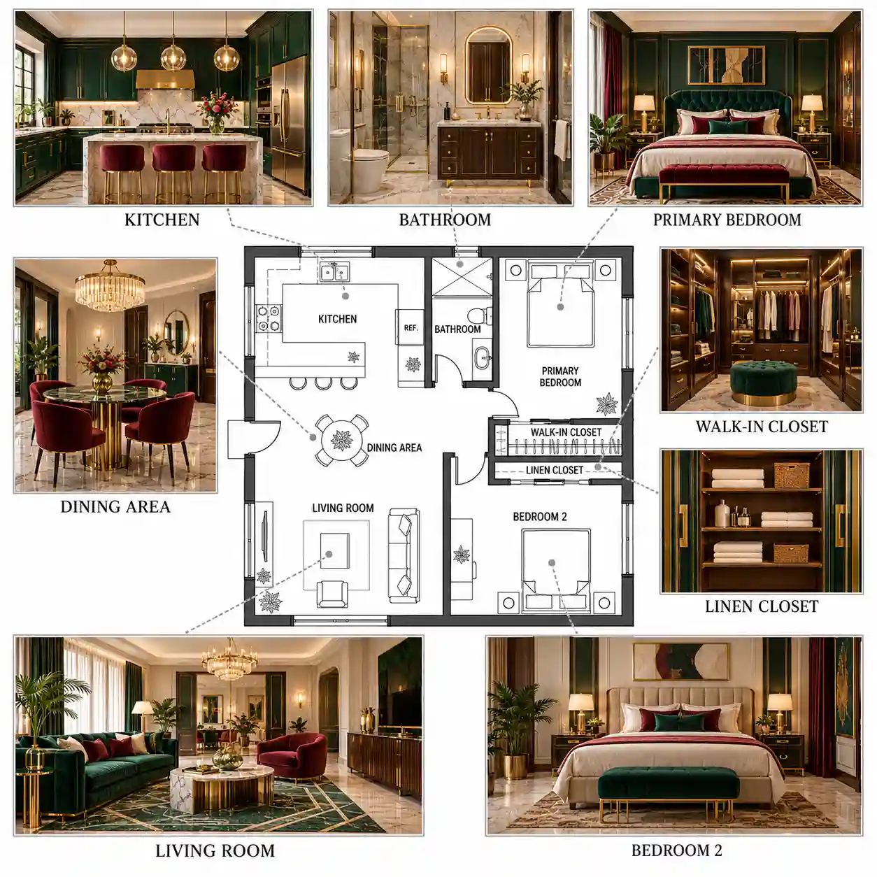 Art Deco style Photorealistic Interior Rendering