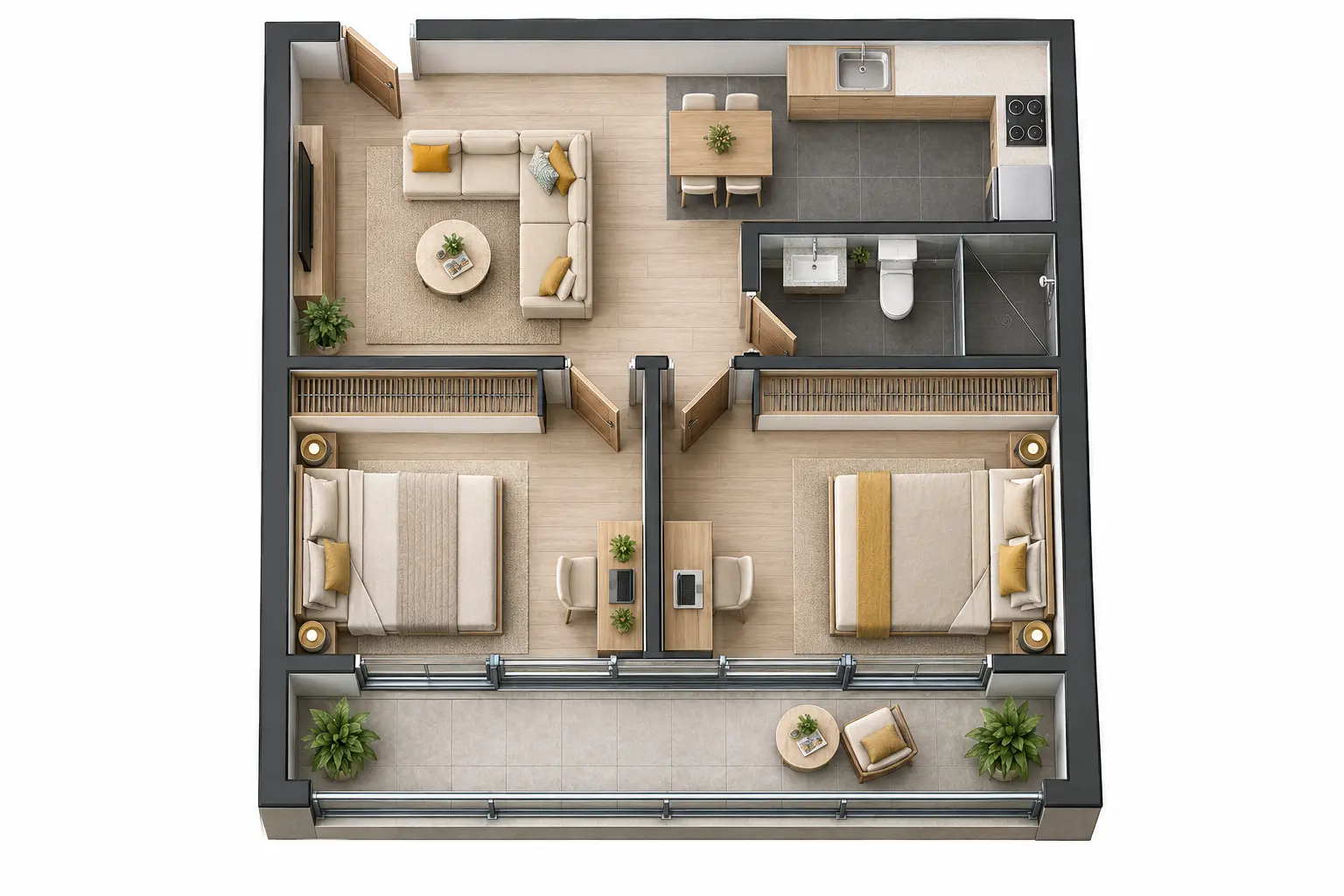 Floor Plan Maker to 3D Model Rendering Result