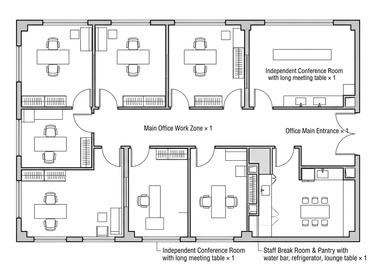 Office floor plan with conference room