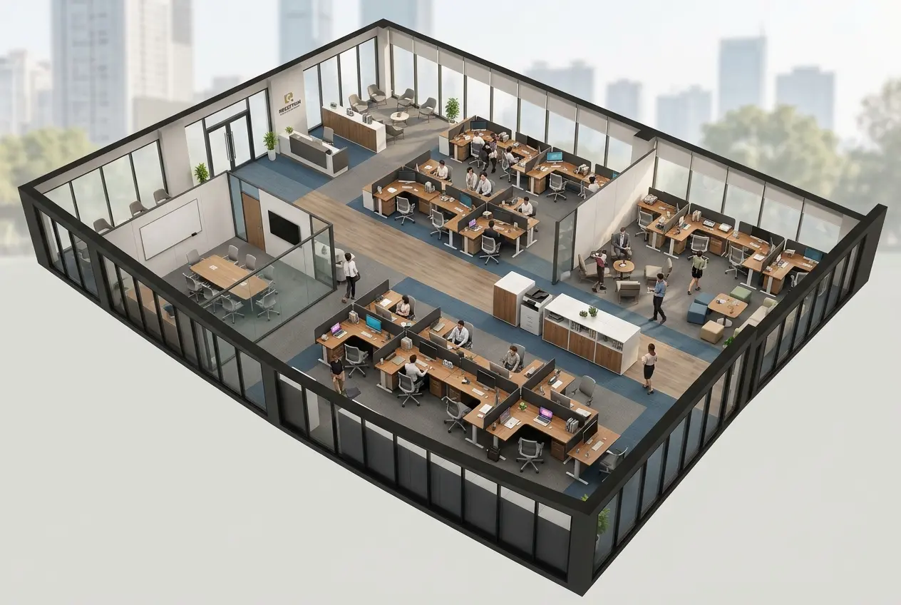 L Shaped Desk Office Layout