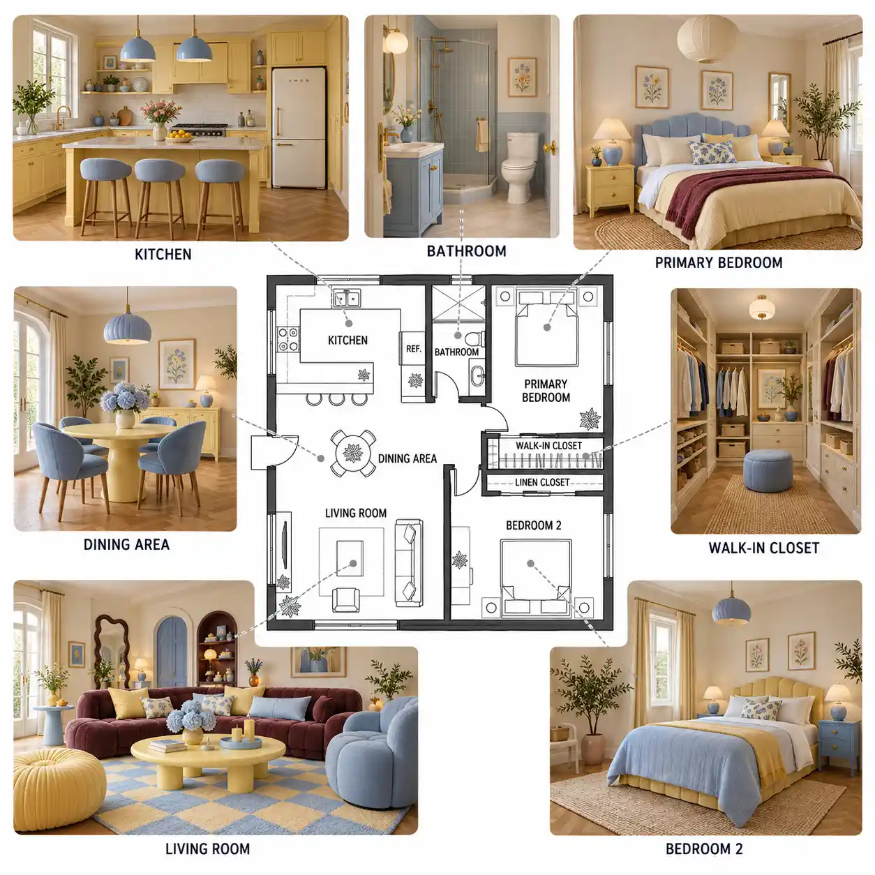 Korean cream-style Photorealistic Interior Rendering