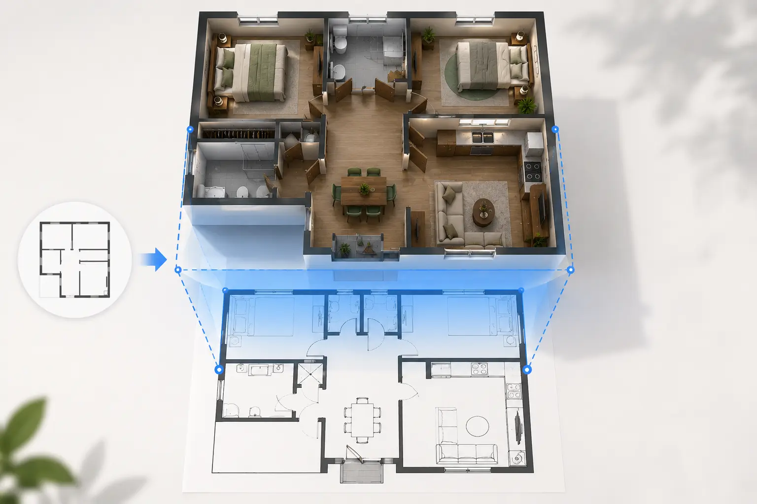 Accurate Top-View Visualization for Space Planning