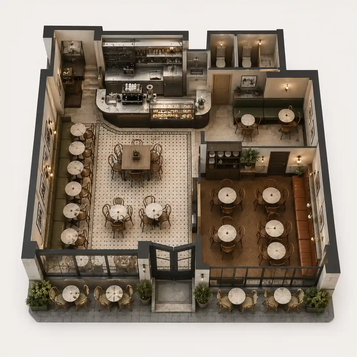 Office Layout → Commercial 3D Model