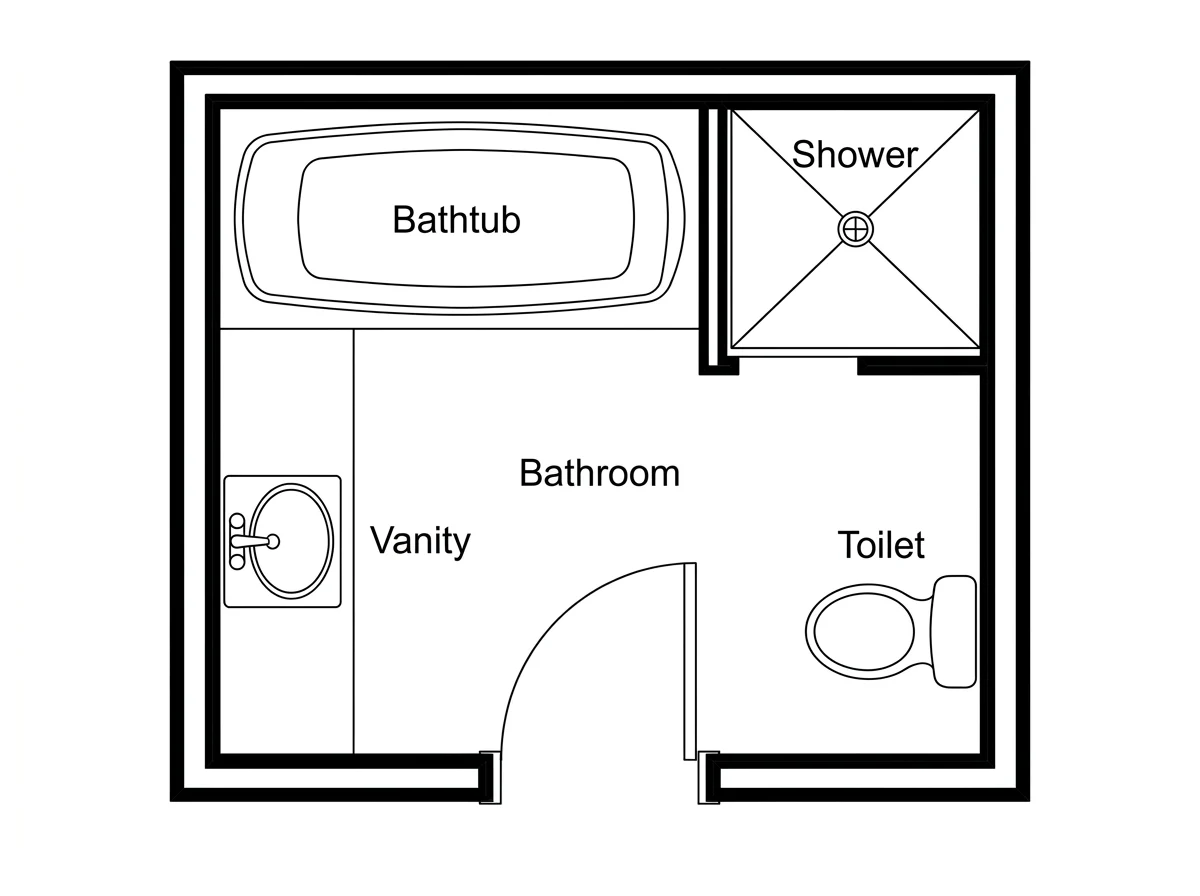 Bathroom floor plan with double vanity