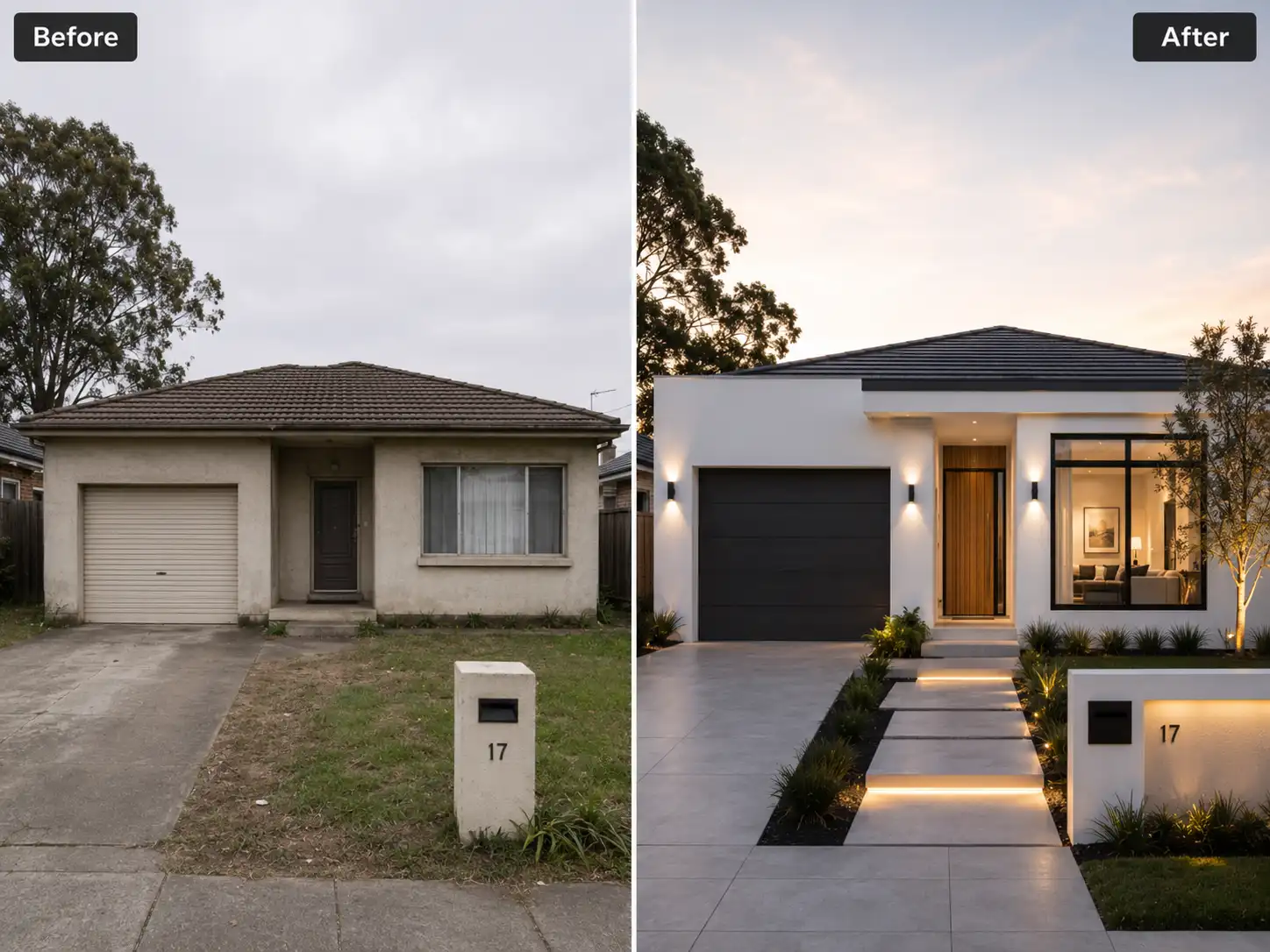Minimalist exterior design AI concepts
