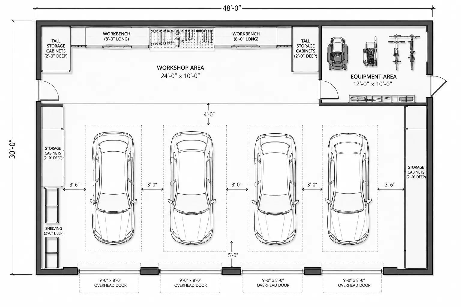 4 Car Garage Floor Plan