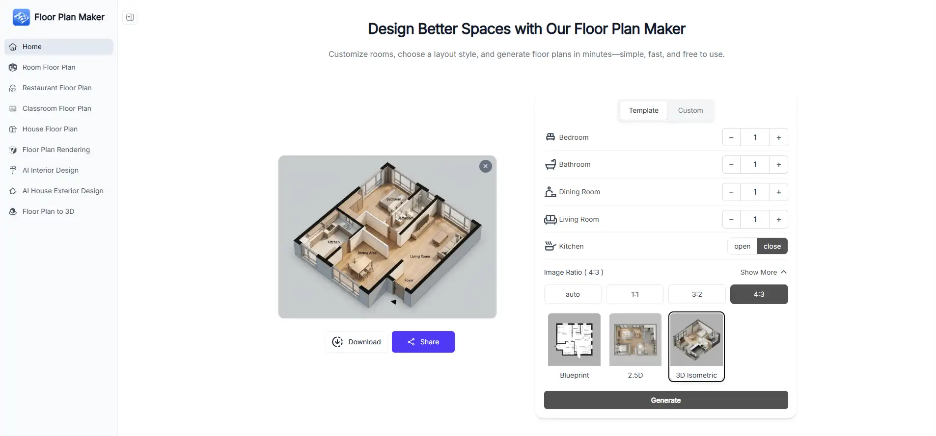 Floor Plan Maker AI layout creation and structural view