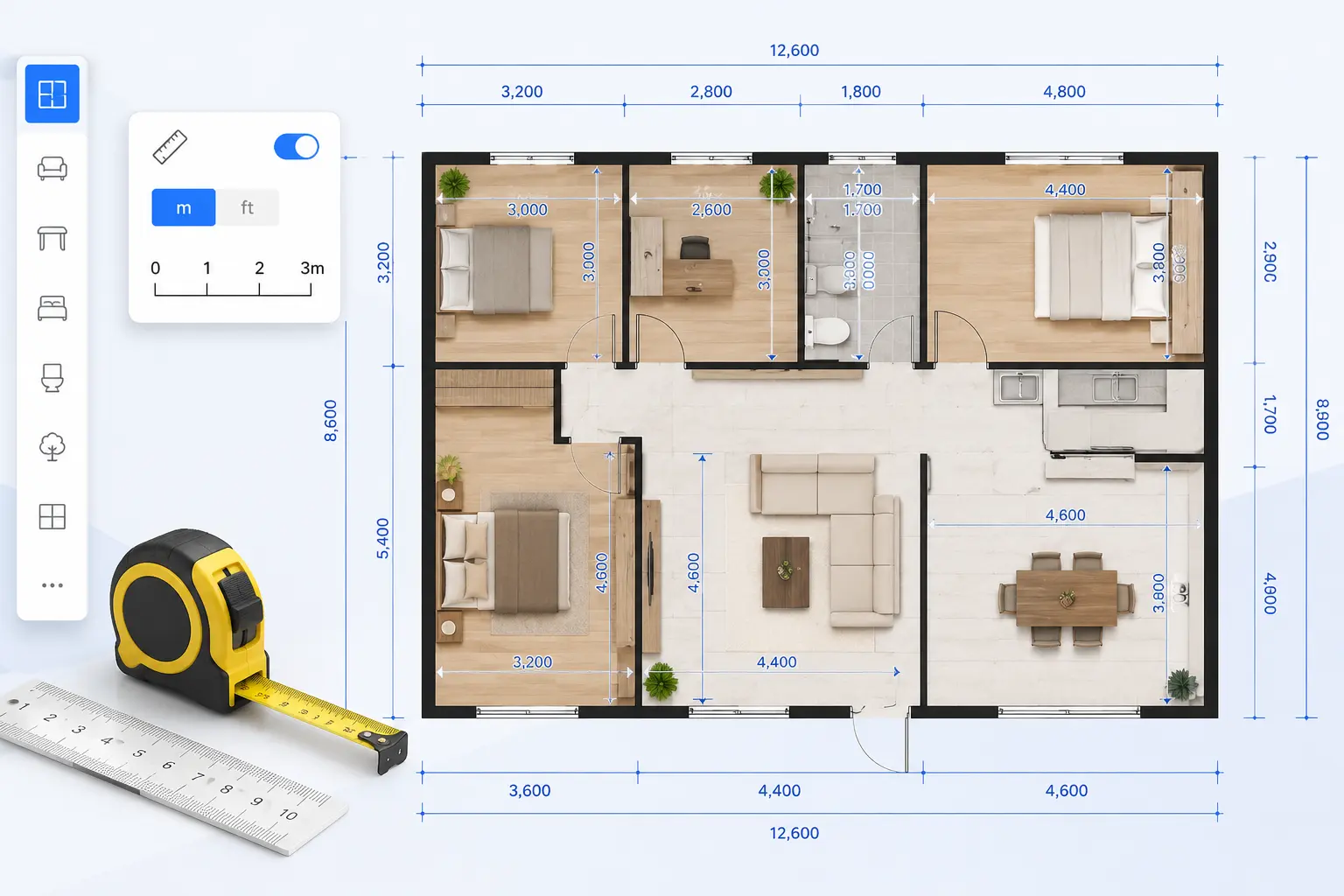 Precise Floor Planning with Measurements