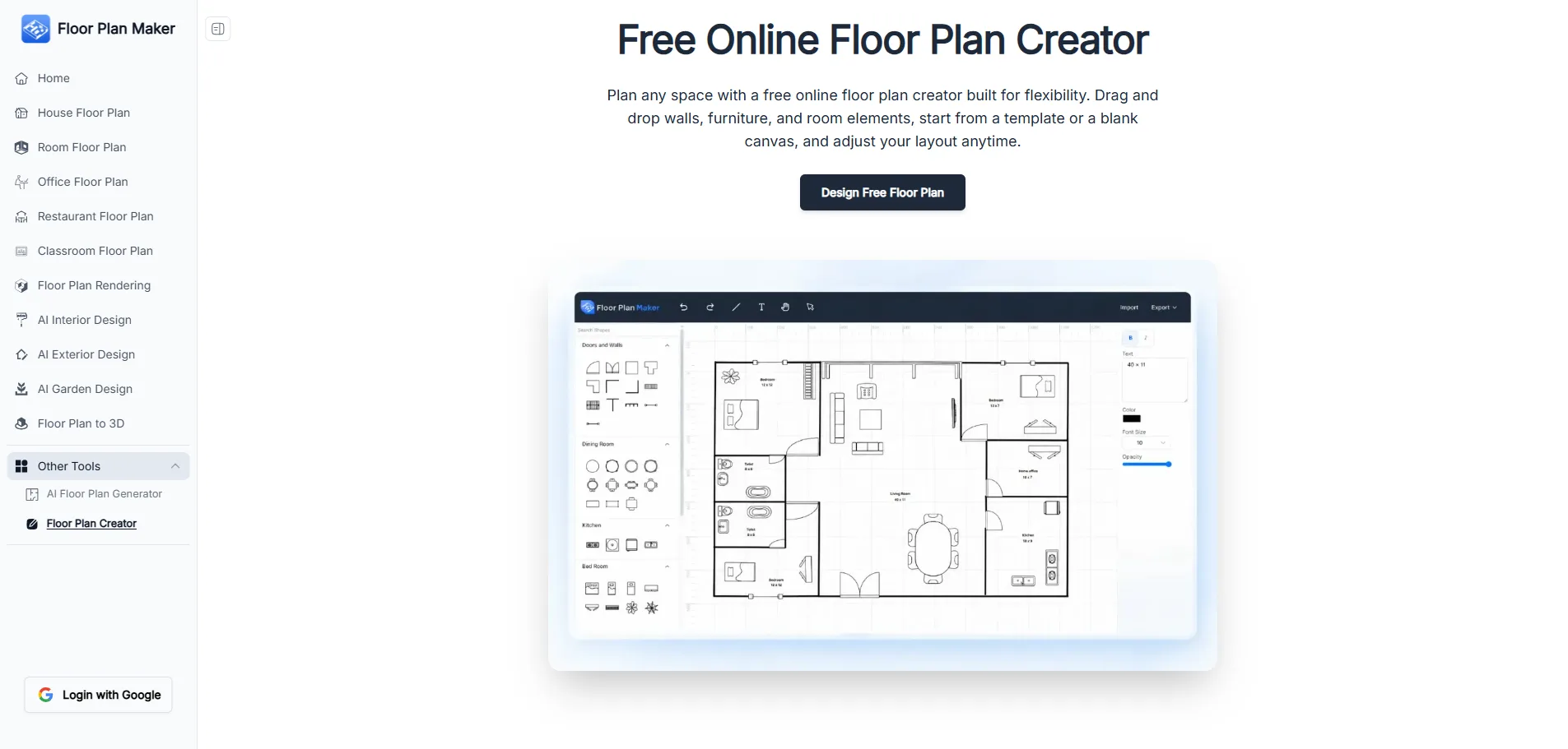 Floor plan creator feature in Floor Plan Maker