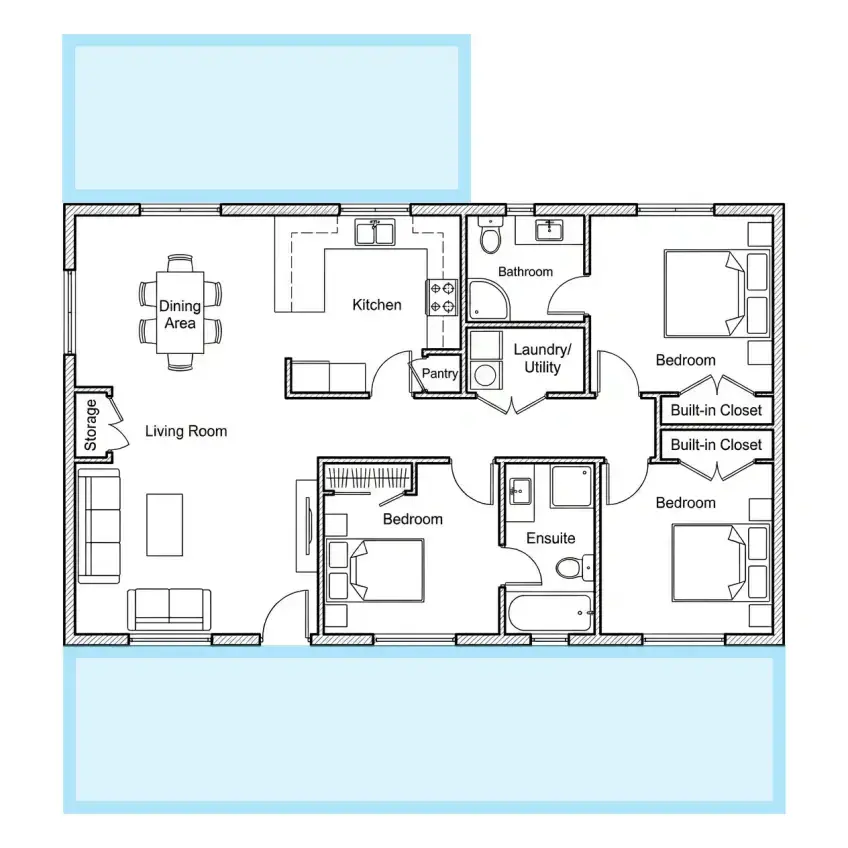 3 bedroom house floor plan