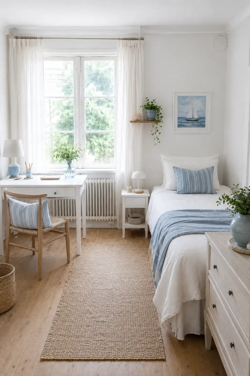 Coastal Style bedroom after clearing old furniture