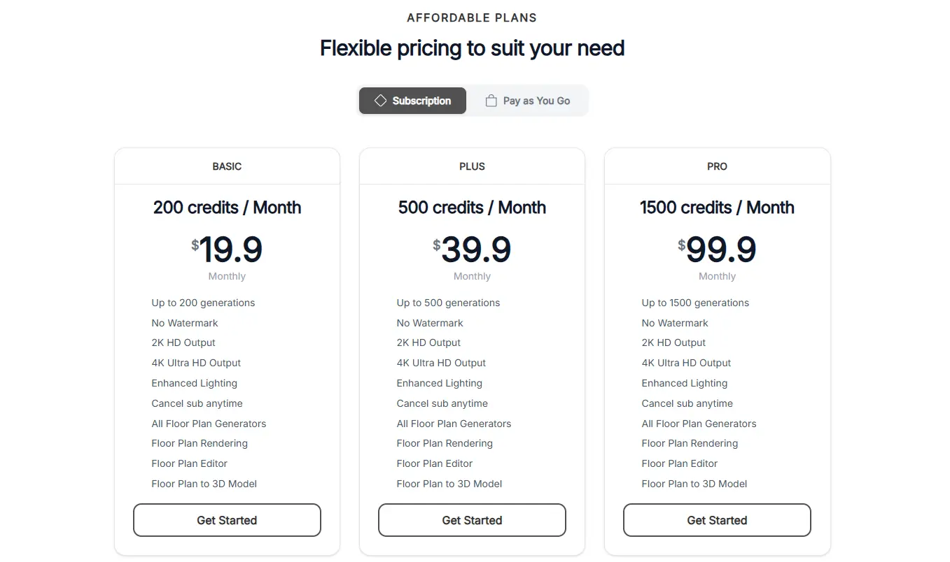 Floor Plan Maker price page