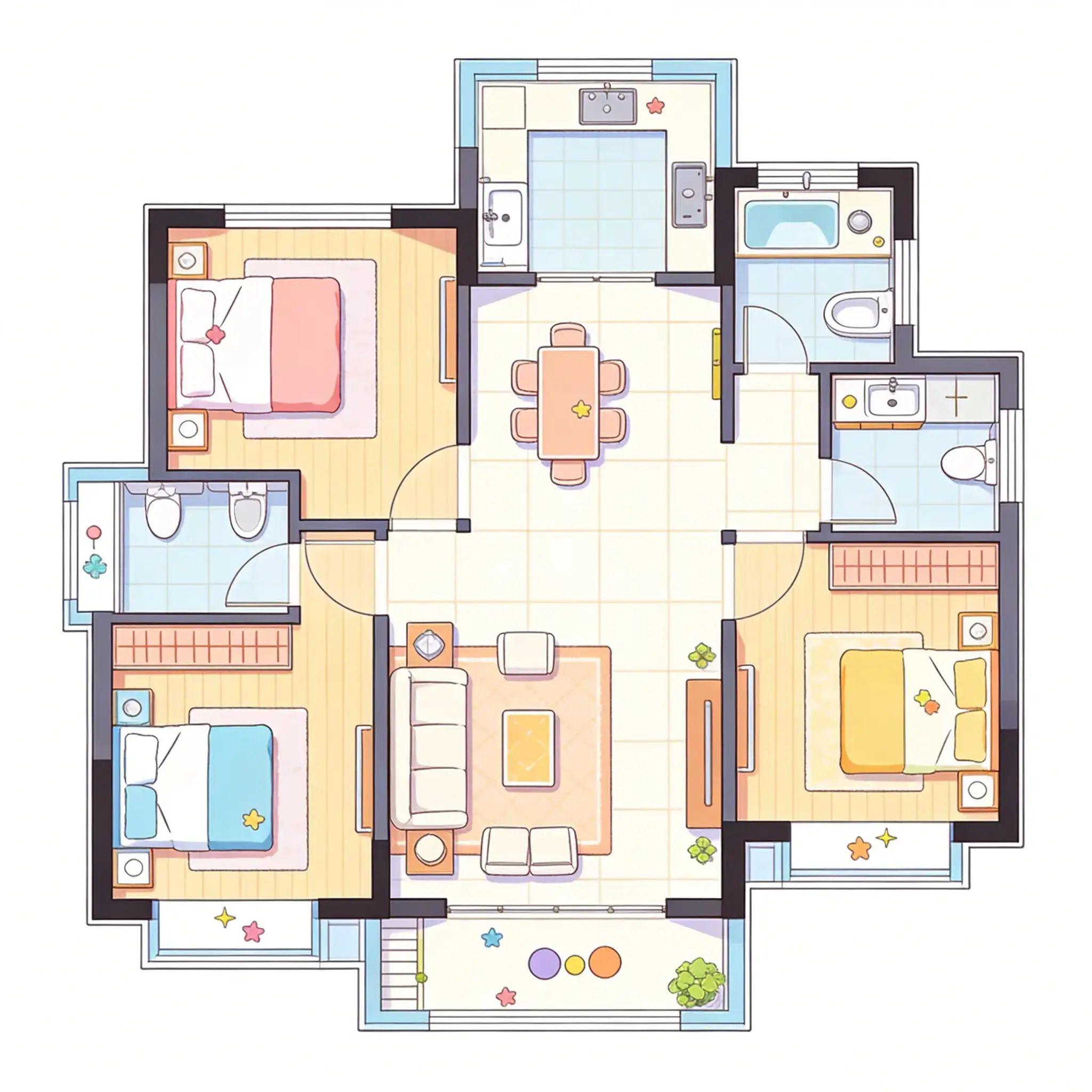 2D Home Layout → Furnished 3D Model