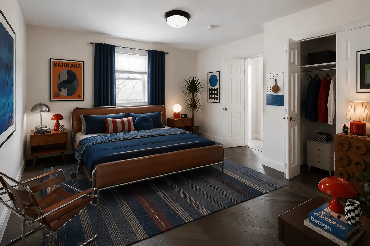 Mid-century Bauhaus & Memphis style bedroom