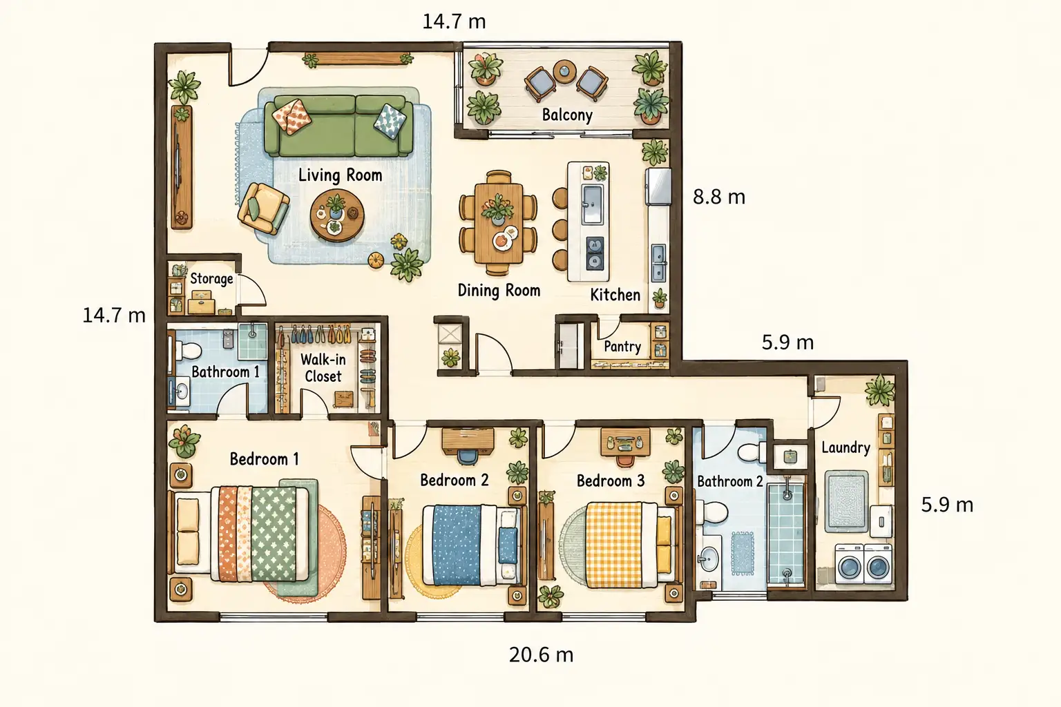 Floor Plan Maker Illustrated 2D Floor Plan