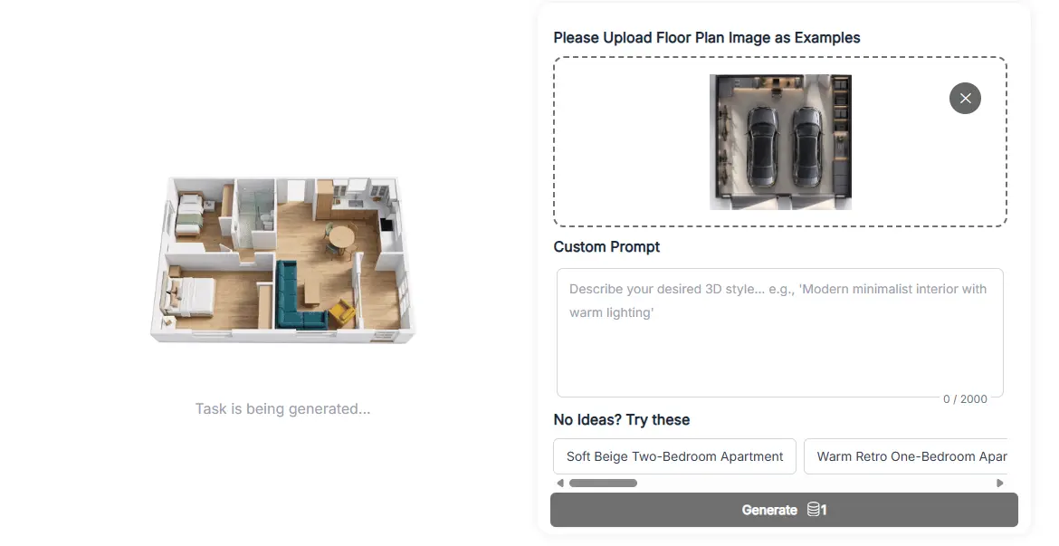 garage floor plan to 3d model screenshot