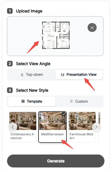 Floor plan rendering fuction screenshot