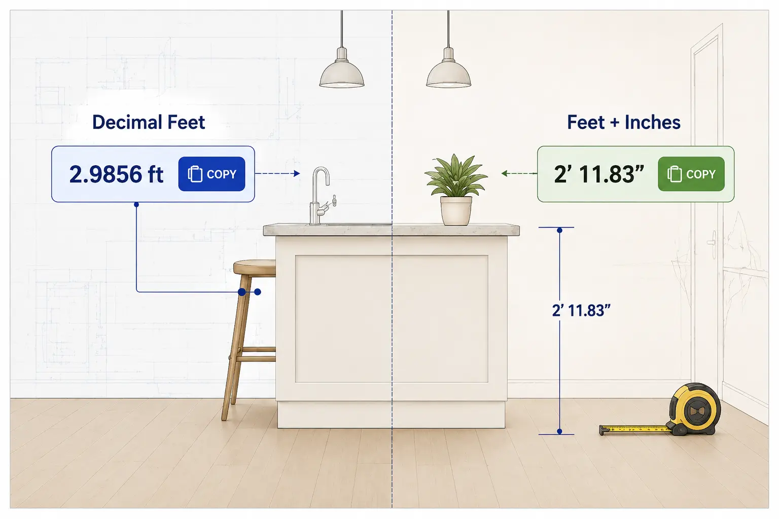 cm to feet for Two Formats