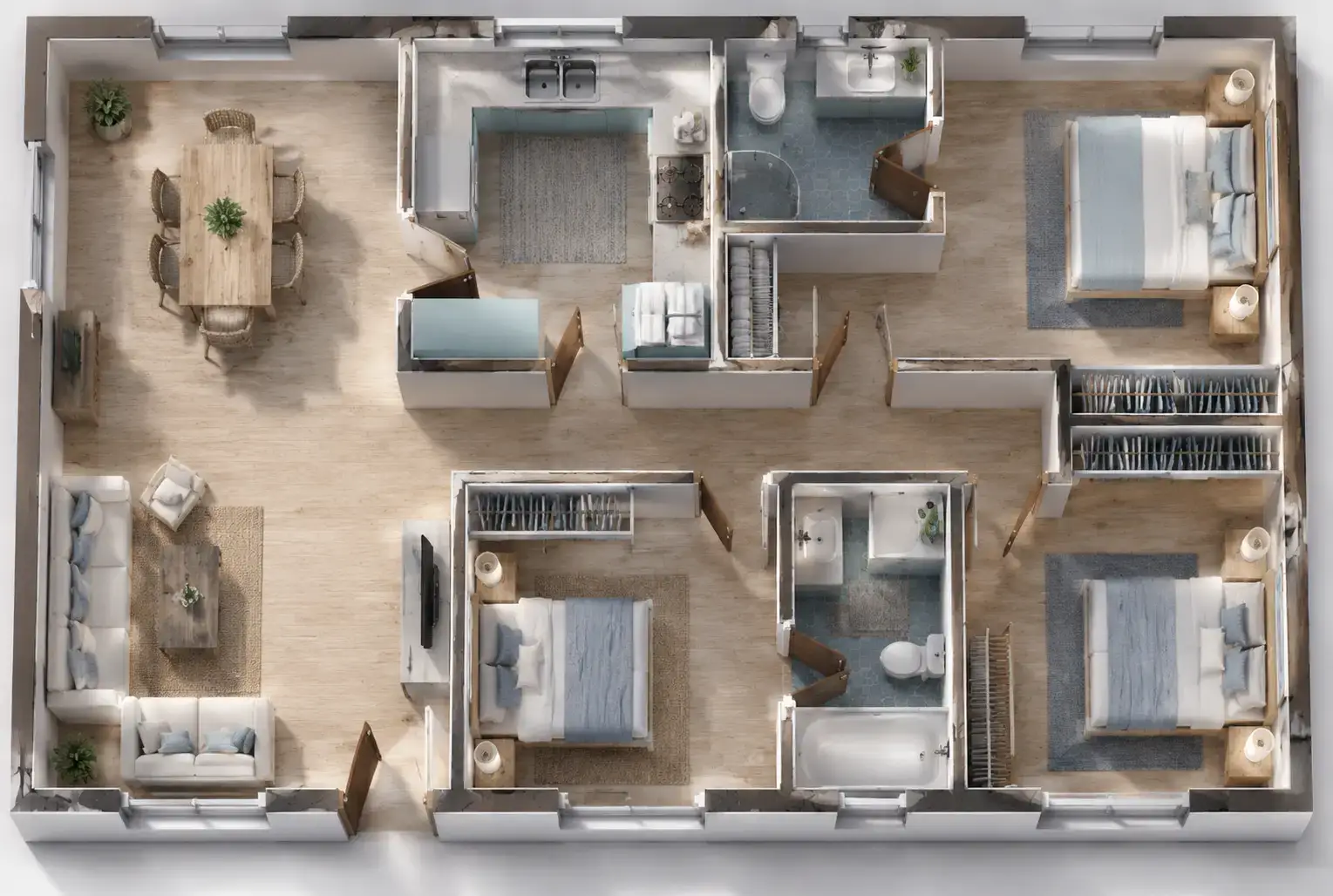3D Floor Plan Rendering rendering with furniture