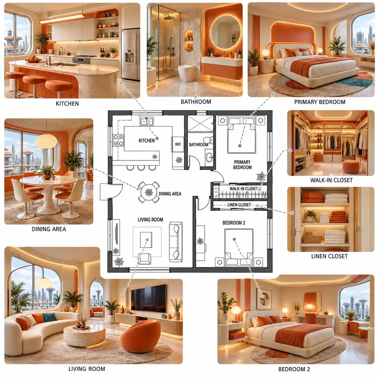 futuristic interior style Photorealistic Interior Rendering