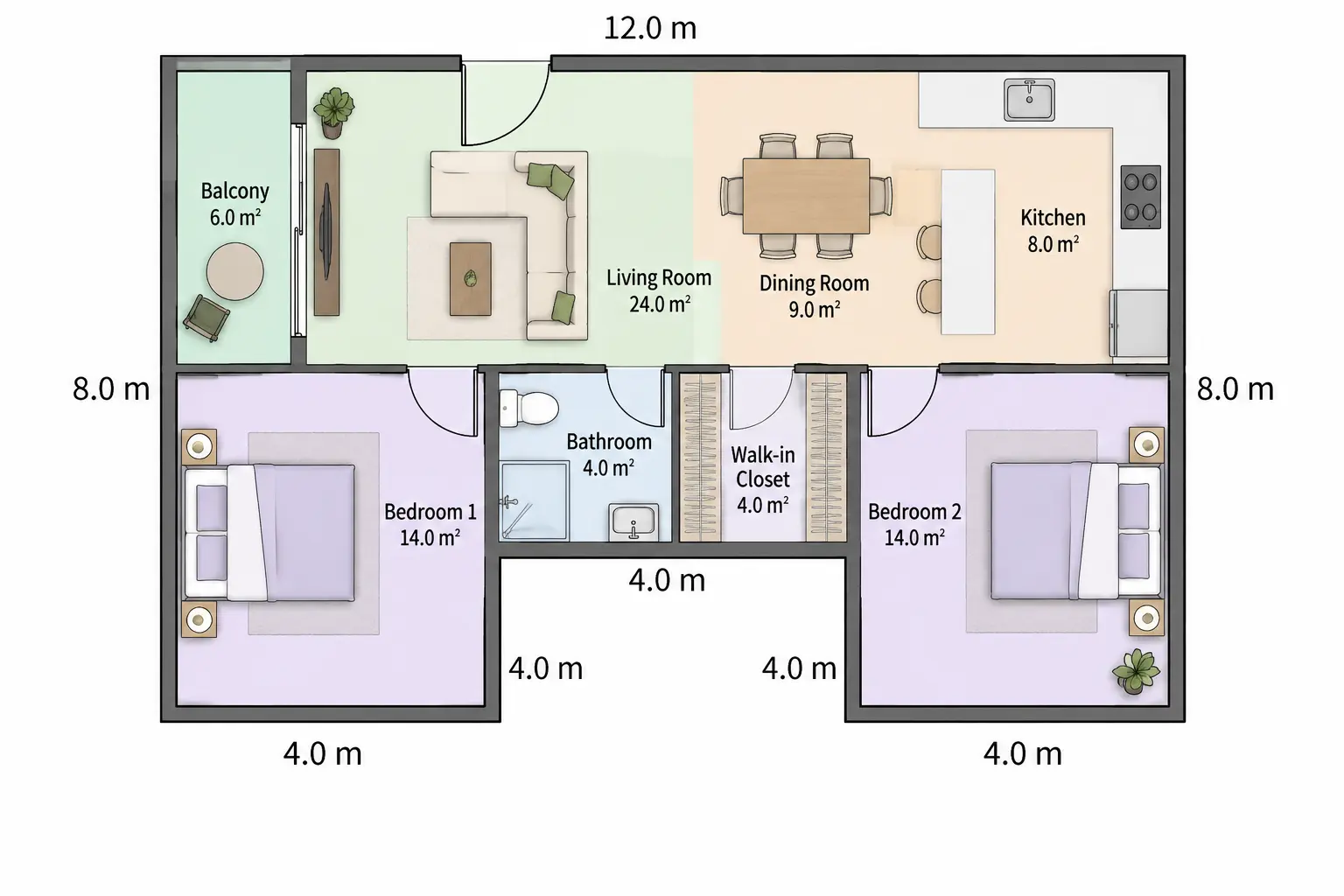 Floor Plan Maker Colored 2D Floor Plan