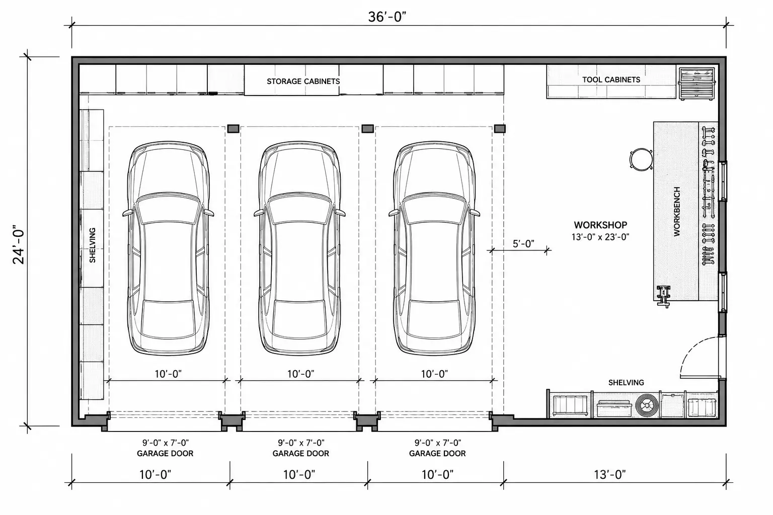 3 Car Garage Floor Plan