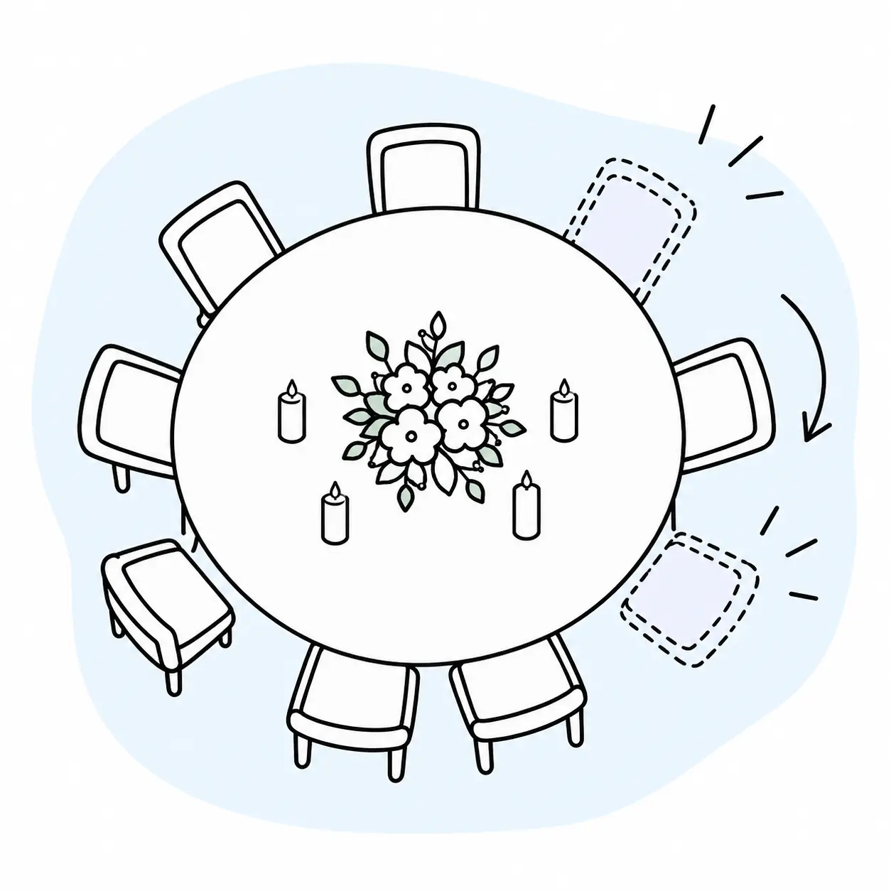 leave room for flexble seating
