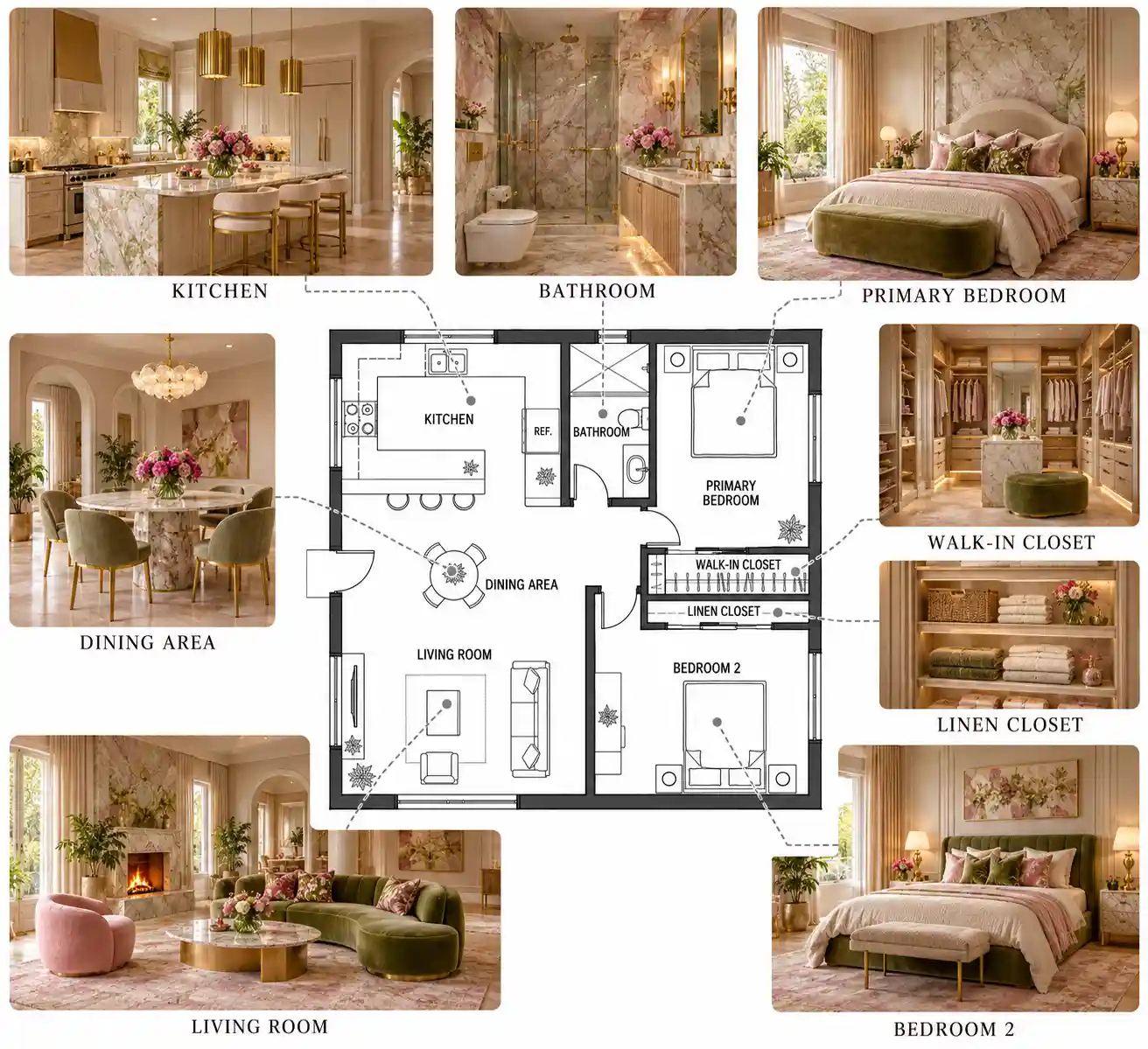 velvet palace style Photorealistic Interior Rendering