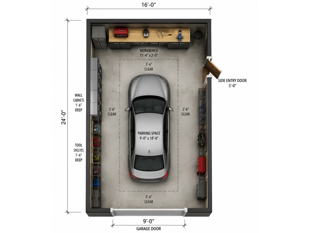 Detached Garage 2.5D Floor Plan