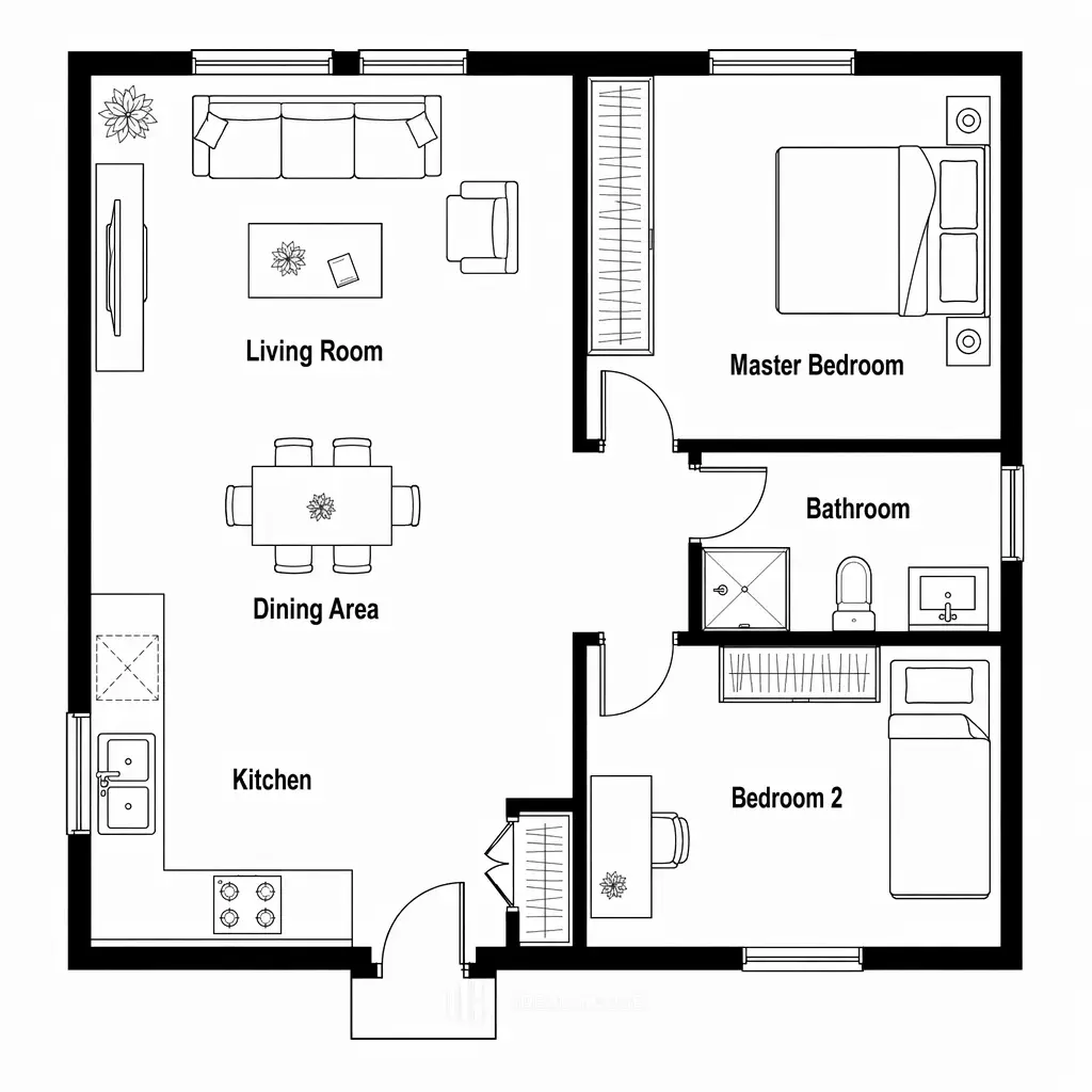Ideal House 2D Blueprint Result