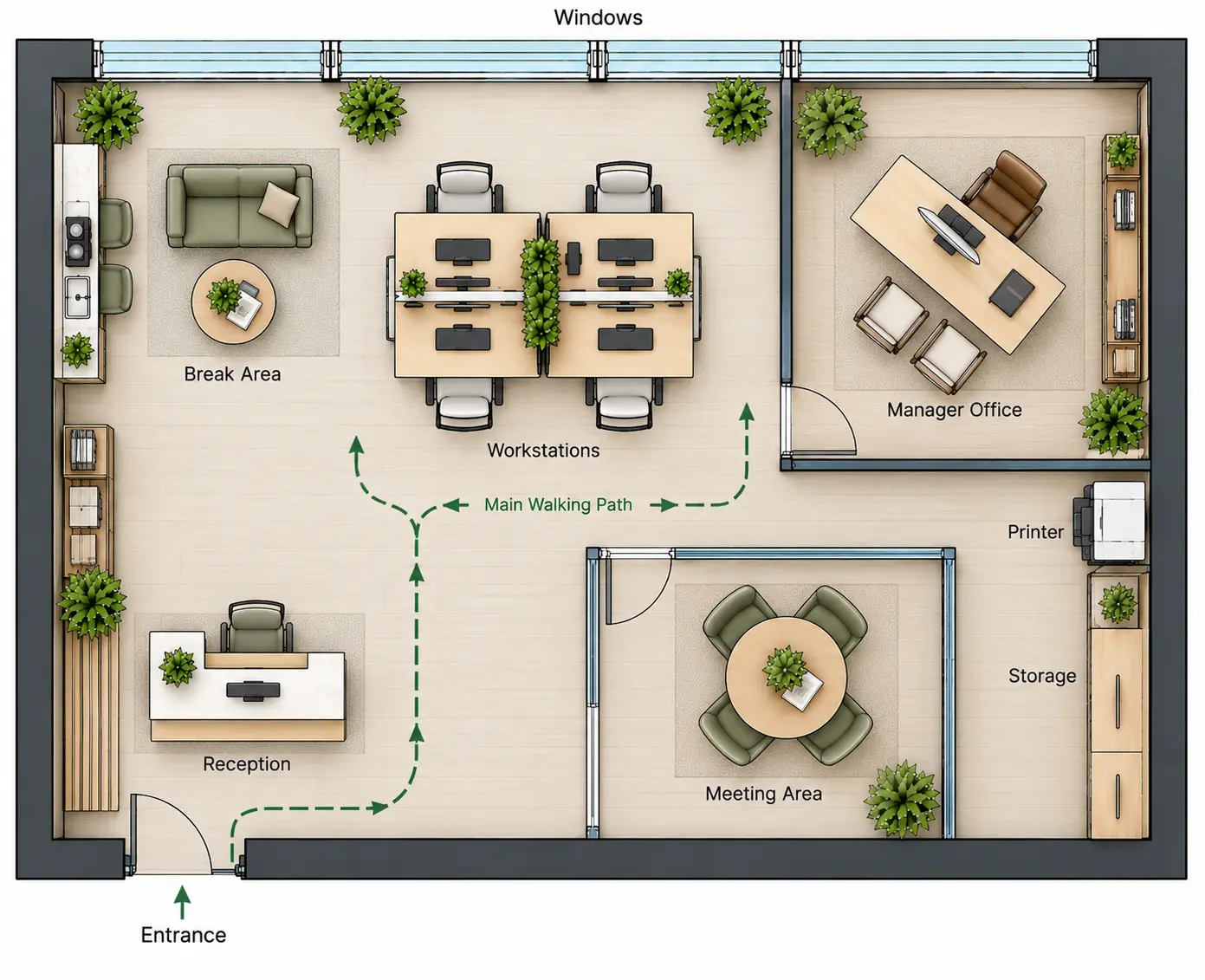Small Feng Shui Office Layout