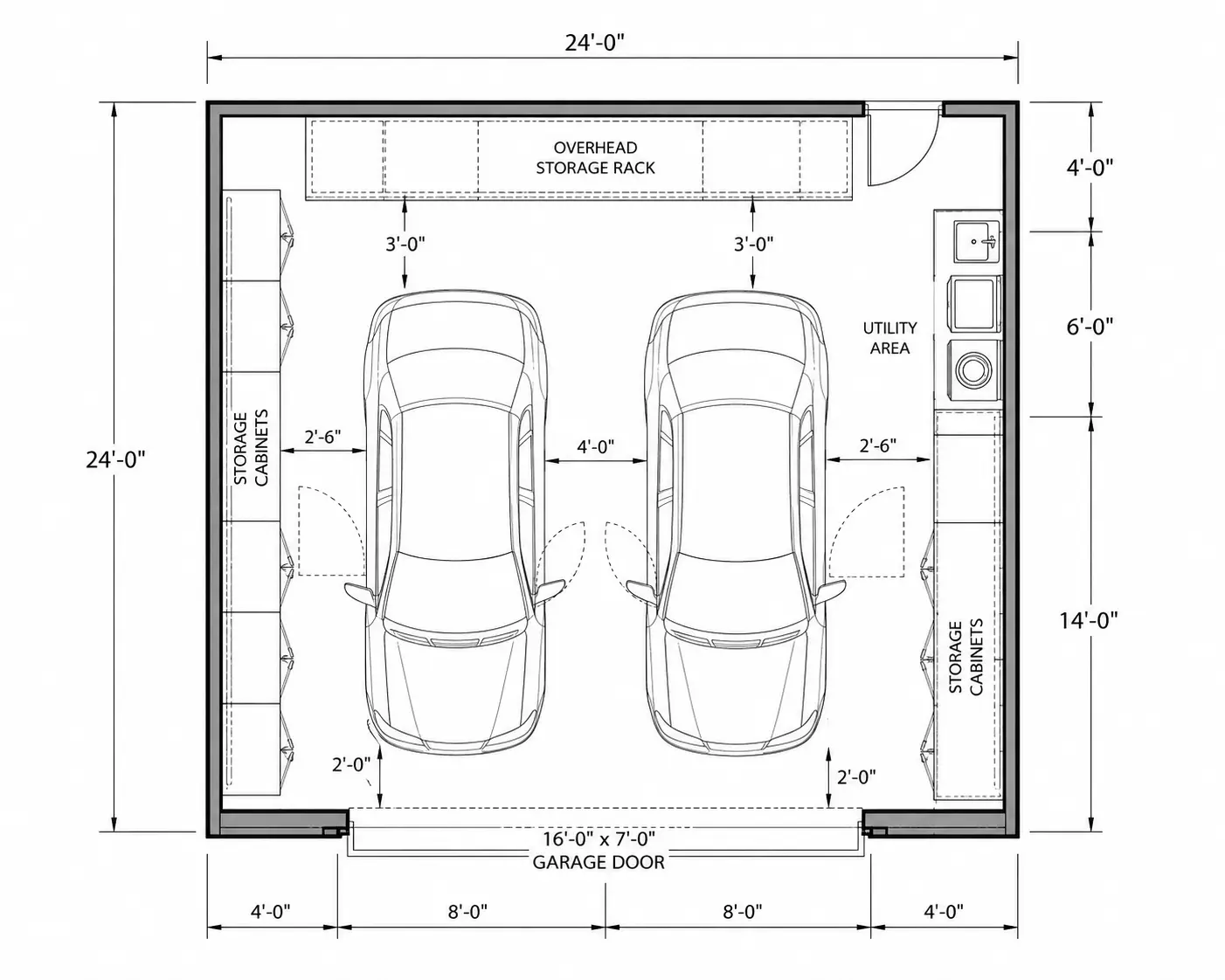 2 Car Garage Floor Plan
