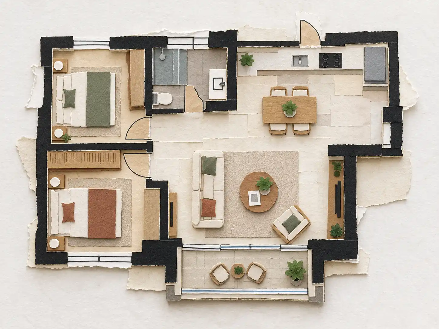 Floor Plan Maker Paper Collage 2D Floor Plan