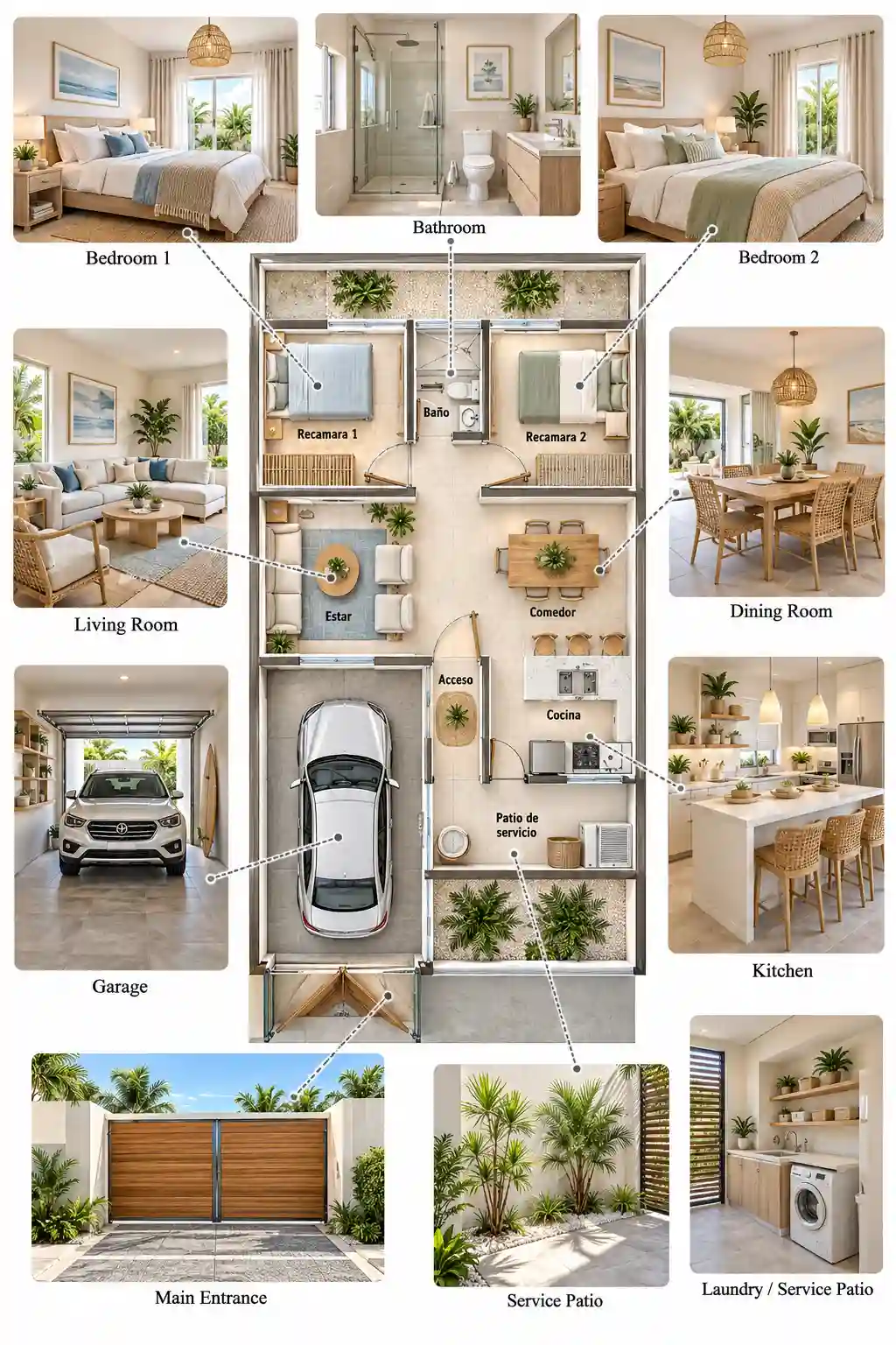 Coastal Style photorealistic interior Rendering